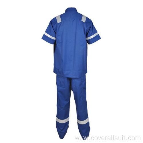 China fire retardant cotton work coveralls short sleeve Factory